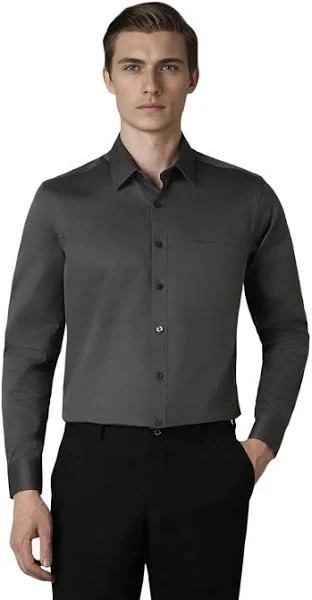 Louis Philippe Men's Slim Fit Textured Full Sleeves Formal Shirt